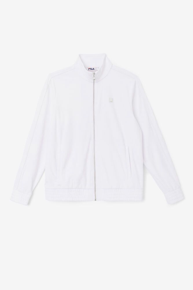 Fila Jacket Deverall Velour Mens White - India PIQ-412987